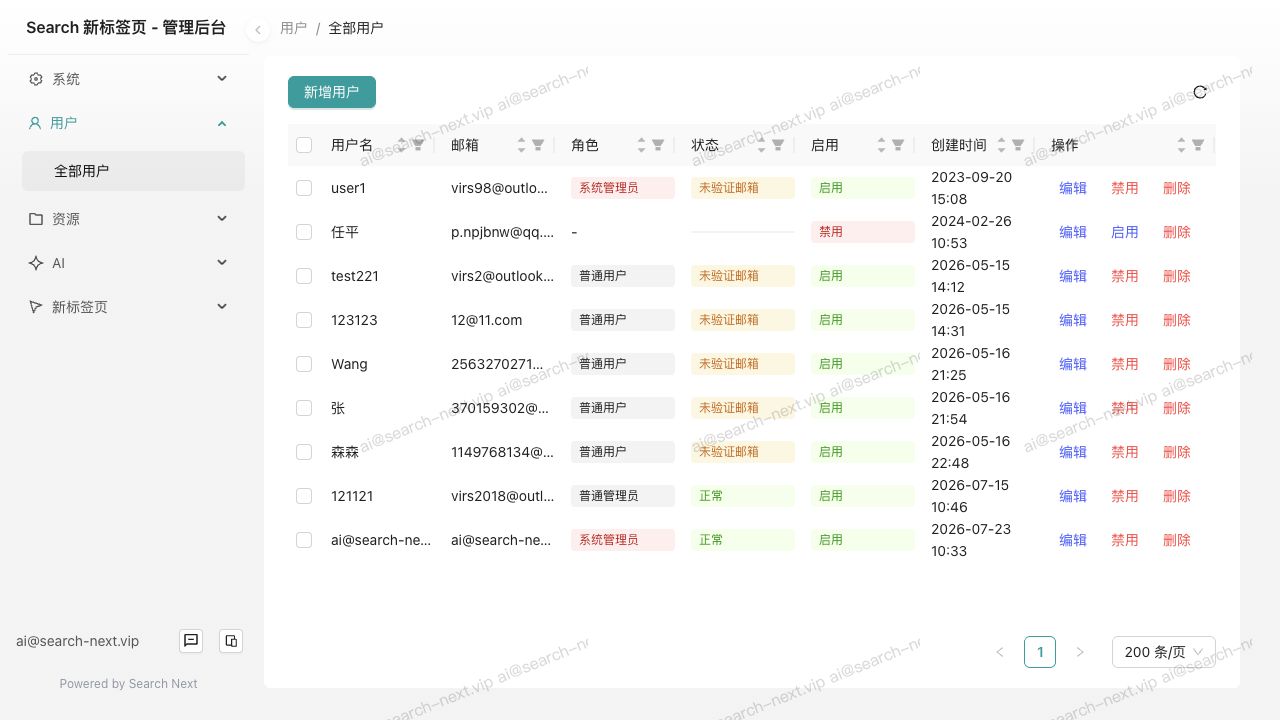 用户管理截图